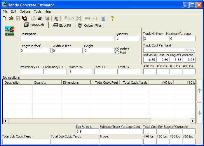 Handy Concrete Estimator screenshot Handy Concrete Estimator screenshot